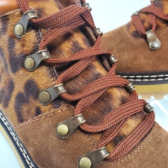 NWT$525 SEE BY CHLOE Eileen Leopard Suede Leather Lace-up Boots Sz 37 (US 6) - Picture 11 of 16